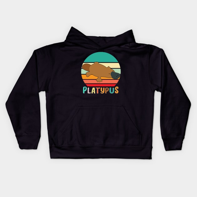 Vintage retro platypus Kids Hoodie by ChristianCrecenzio